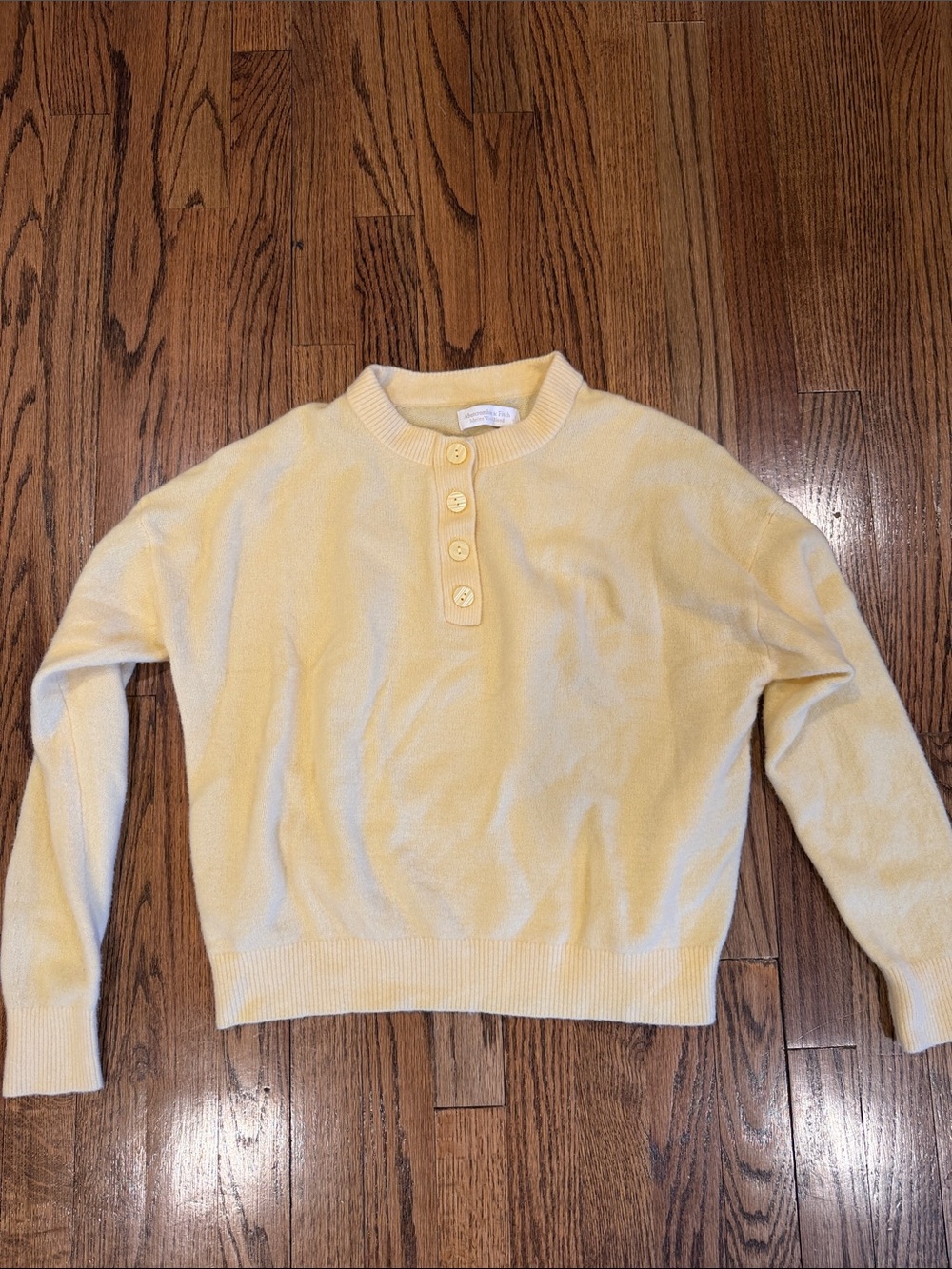 Abercrombie & Fitch Pale Yellow Button-Neck Sweater